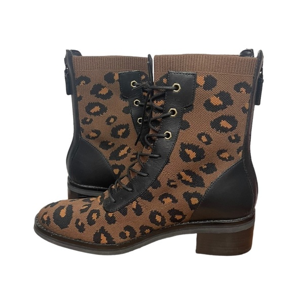 Cole Haan Leopard Print Piedmont Combat Bootie, Brown, Black, NWOT, 6B - Picture 4 of 12